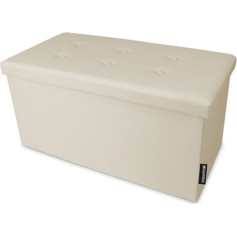 Banco Almacenaje. Baúl Acolchado y Plegable en Color Beige 76x38x38 Beige