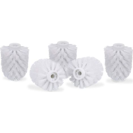 Toilet Brush Heads 5 Pack, Bulk Toilet Brushes 9.5mm Wire, Replacement Brush Head Diameter 7 x 9cm, White (1/5)