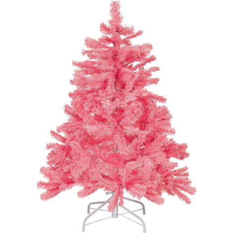 Árbol de Navidad artificial rosa 120 cm base de metal decoración tradicional festividad vacaciones de invierno Farnham