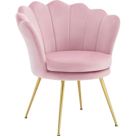 WOLTU Modern Petal-shaped Back Velvet Accent Chair Upholstered Armchair, Pink (1/5)