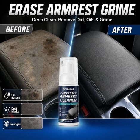KineShineX Car Center Armrest Foam Cleaner deeply removes oil stains, dust, and fingerprints. (1/4)