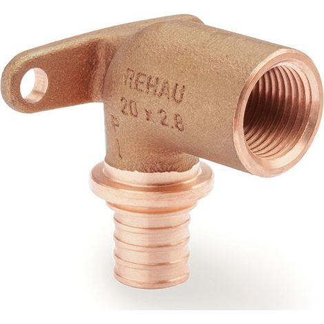 Rehau Wandwinkel Rautitan RXplus, 16mm x Rp 1/2", lang, Rotguss (1/2)
