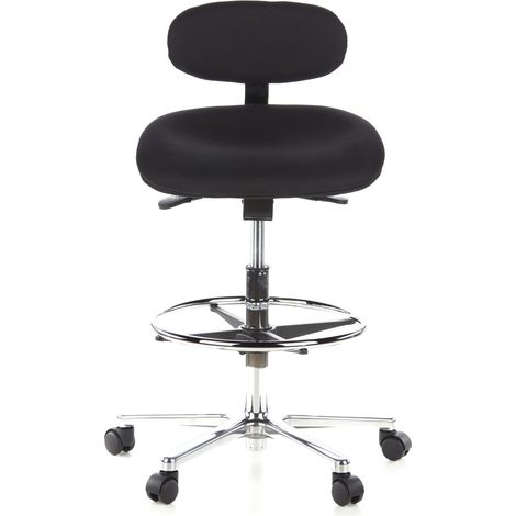 [GEBRAUCHT] Hjh Office Hocker Drehhocker Arbeitsstuhl Work Mf Stoff Schwarz Chrom Hocker B-Ware