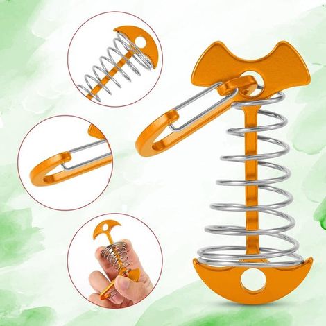4 piezas (color naranja) Estacas de anclaje tipo espina de pescado，estacas de anclaje de aluminio de colores，accesorios de camping (1/4)