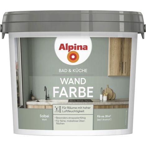 Alpina Wandfarbe für Küche & Badezimmer Salbei 2,5 L