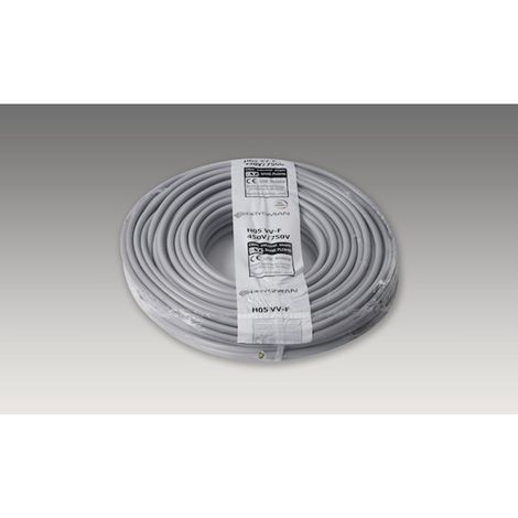 Câble électrique H05VV-F - Nombre de conducteurs / fils : 2 - Section : 0,75 mm² - Couleur de gaine : blanc - Longueur : 100 m - Type de conditionnement : couronne - PRYSMIAN GROUP