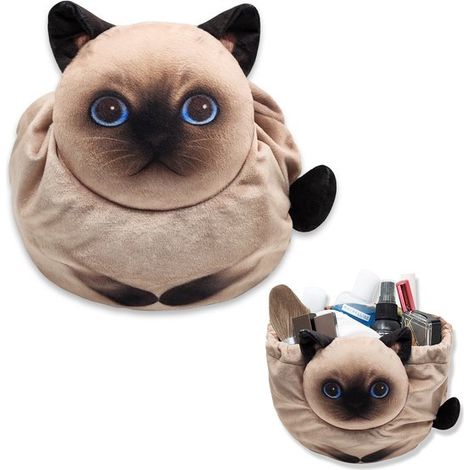 Neceser con forma de gato，neceser con cordón，organizador de maquillaje portátil grande，un regalo para los amantes de los gatos (1/5)