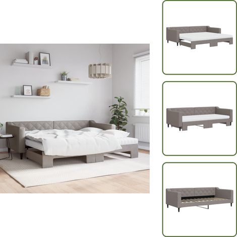 The Living Store Tagesbett Ausziehbar mit Matratzen Taupe 90x200 cm Stoff - Schlafsofa (1/5)
