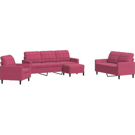 Maison Exclusive - Set di Divani 4 pz con Cuscini Rosso Vino in Velluto