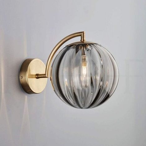 Applique murale de style industriel gris fumé, luminaire décoratif mural, style rétro avec abat-jour en verre transparent, convient pour le couloir, le salon, la cuisine, la salle à manger et le miroi (1/4)