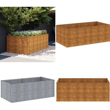 Lit surélevé de jardin 196x100x69 cm acier corten - Jardin - Pot de fleurs (1/5)