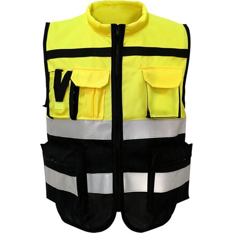 Veste De Sécurité Réfléchissante Avec Bandes Pour Trafic XXL 180 Jaune Noir (1/5)