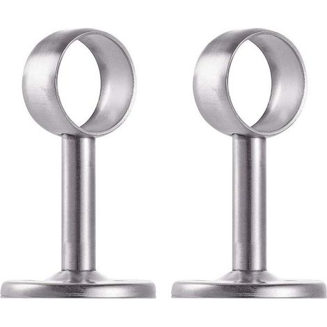 Lot de 2 supports avec tube pour penderie en acier inoxydable, Dia 32mm (1/5)