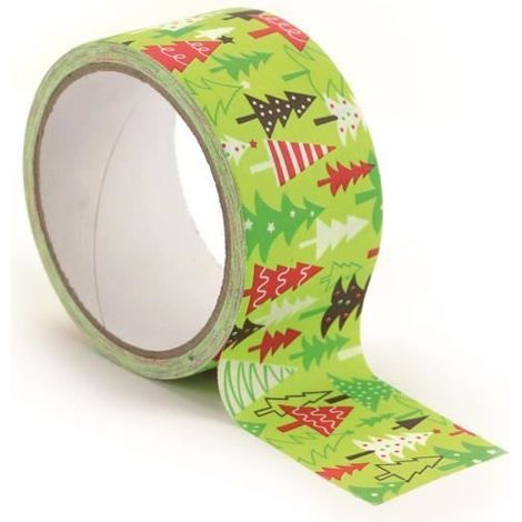 Ruban adhésif large Queen Tape 4,8 cm Sapins Rouge Vert - Graine créative