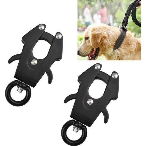 Lot de 2 clips grenouille en aluminium, boucle à dégagement rapide, résistante à la rouille, clip pivotant 360° pour laisse chien