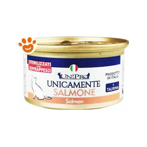 Unipro Cat Adult Sterilised o in Sovrappeso Unicamente Salmone - Lattina 85 Gr -