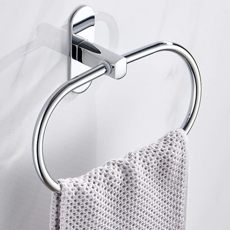 No-Drilling Towel Ring, Round Towel Holder, Stainless Steel Bathroom Towel Rack, Patented Adhesive, Self-Adhesive Towel Holder, Self-Adhesive Towel Hook (1/5)