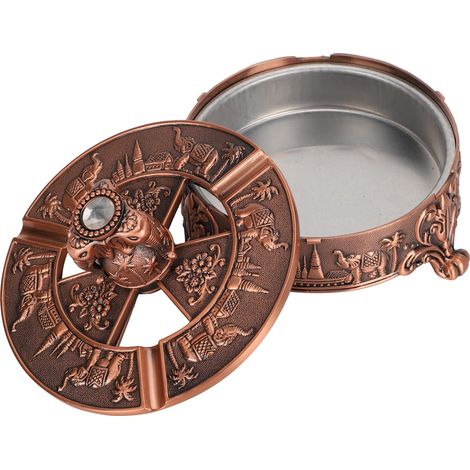 Cendrier rétro éléphant avec couvercle, artisanat européen en métal, objet décoratif, plateau de rangement pour accessoires de cigarettes