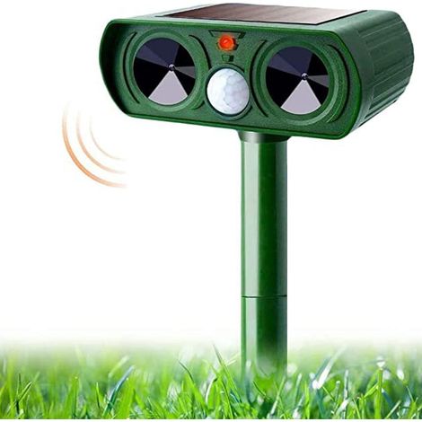 Cat Deterrent, répulsif Solaire étanche à ultrasons pour Animaux avec capteur de Mouvement, fréquence 25-61 kHz, Efficace pour Chiens, Oiseaux, Renards, Rats, Martres