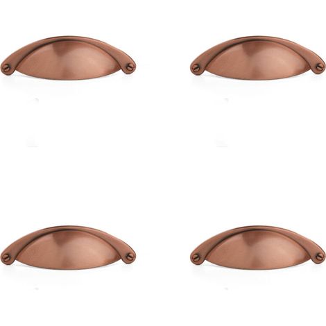 4PCS Poignée Coquille Rétro Poignee de Meuble Vintage Bouton Tiroir Poignée avec Vis pour Placards Armoire Commode Tiroirs (B-430 Bronze rouge brossé) (1/5)