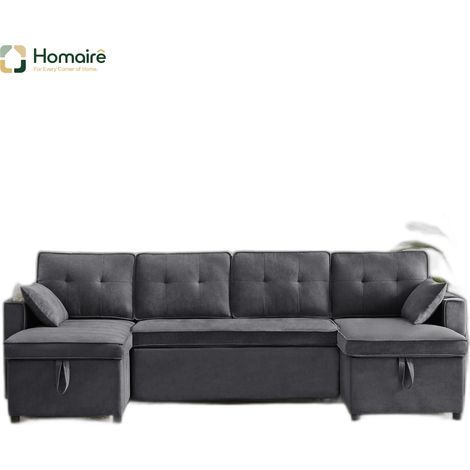 Canapé en tissu gris 270 x 130 x 86 cm HOMAIRE (1/5)