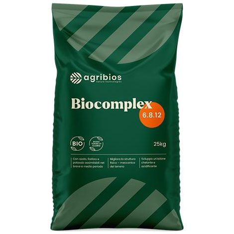 Biocomplex, NPK 6-8-12 + microelementi (25 kg), concime granulare per ortaggi, fiori e cactus (1/3)