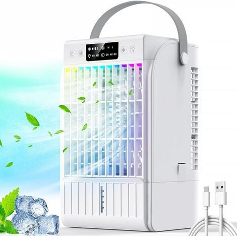 Portable fan with 1500ml capacity, 4 fan speeds, 2 modes, quiet mini air cooler