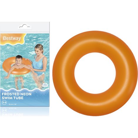 Bouée gonflable orange, 76 cm de long, avec poignée, poids maximum 60 kg, convient aux enfants de 3 ans et plus. (1/5)