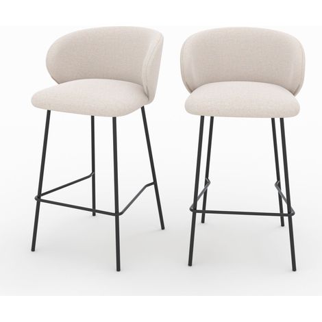 Lot de 2 chaises pour îlot central en tissu beige 68 cm - VICTORIA (1/5)