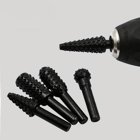 Set di punte per trapano a lima rotante per lavorazione del legno, testina abrasiva, coltello da intaglio, set di utensili per lucidatura e levigatura, stile 1 (1/5)