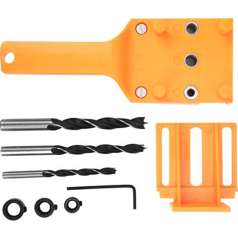8Pcs/Set Guide de Perçage pour Menuiserie, Gabarit de Percage et Centrage pour Assemblages Bois, Outils de Marquage (Orange) (1/5)