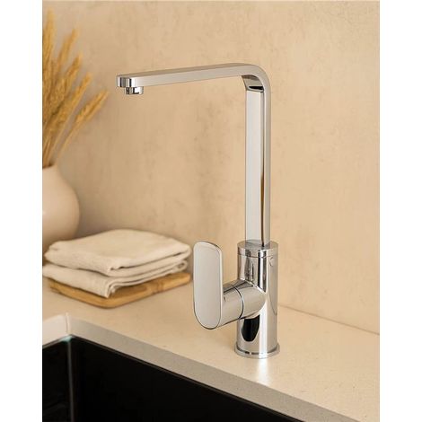 Exagonshop Miscelatore monocomando lavello canna alta quadra