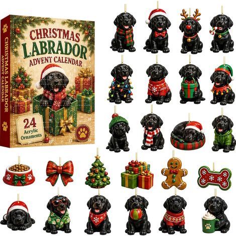 Weihnachts-Adventskalender mit Labrador-Motiv, Geschenkbox, Weihnachtsbaumschmuck in Hundeform, Weihnachtsüberraschungsbox (1/5)
