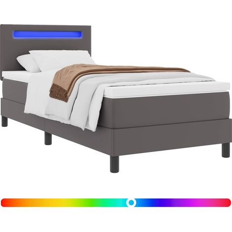 Box Spring Bed with Mattress Grey 90 x 200 cm Faux leather vidaXL
