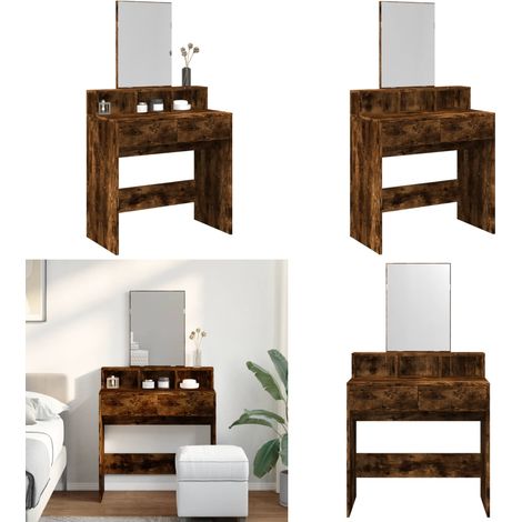 Schminktisch mit Spiegel Räuchereiche 80x41x144,5 cm - Schminktisch - Kosmetikschrank - Badezimmermöbel - Spiegelkommode - Makeup Tisch - Home & Living (1/5)