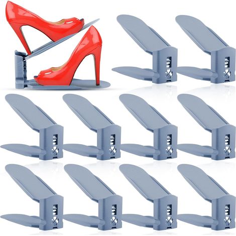 10 PCS verstellbares Schuhregal, Schuhstützregal, Schuhstapler, Schuhorganizer