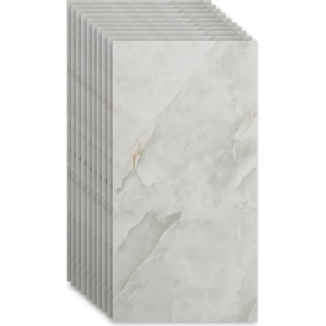 Lot de 10 panneaux muraux aspect marbre - 60 cm x 30 cm - Autocollants en PVC - Pour carrelage mural (1/5)