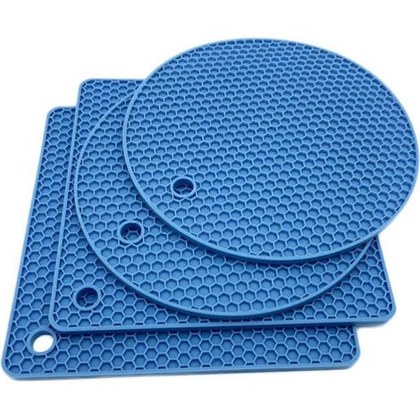 Lot de 4 dessous de plat en silicone résistants à la chaleur, maniques, sets de table flexibles et antidérapants, outil de cuisine multifonctionnel (1/5)