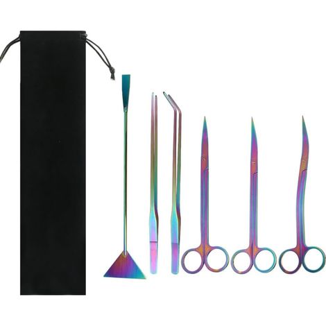 Kit D'outils D'aquascaping pour Aquarium,4 en 1/5 en 1/6 en 1 en Acier Inoxydable pour Plantes Aquatiques,Pincettes,Ciseaux,Spatule,Ensemble D'outils de Nettoyage avec Sac de Rangement pour Aquariums (1/5)