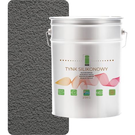 Intonaco siliconico per facciate esterne, grigio scuro, 1,5 mm, premium 25 kg