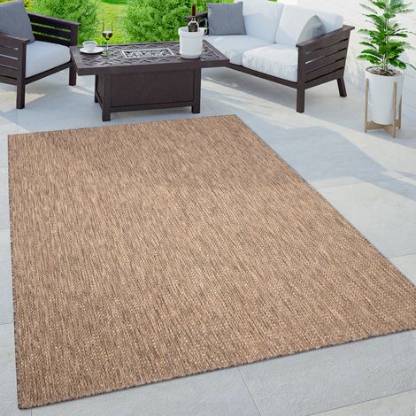Paco Home Tappeto Cucina Da Esterno Salotto Balcone Terrazo Boho Monocolore Screziato 80x250 cm, Beige