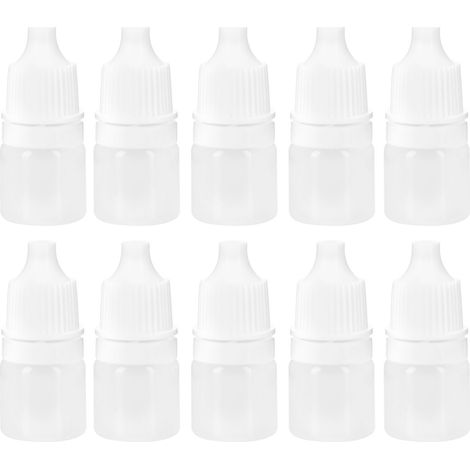 Lot de 100 flacons compte-gouttes vides de 2 ml en plastique blanc, souples et rechargeables, pour gouttes oculaires.