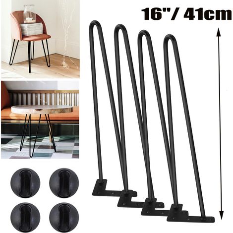 4 pièces de 41 cm 16" Set Hairpin Leg Pieds d'épingle à cheveux Pieds de table Patins de table DIY