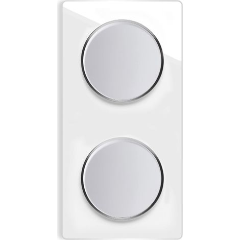 2x Lichtschalter mit Glas-Abdeckrahmen 2fach senkrecht  - weiß (1/4)