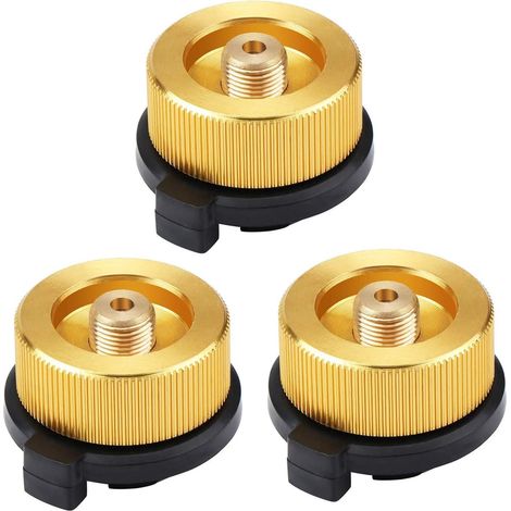 3 Pcs Connecteur Gaz Extérieure Poêle, Adaptateur de Bouteille de Gaz de Camping Adaptateur Gaz Conversion Tête Adaptateur Connecteur De Buse Rechaud De Gaz Valve Adaptateur (1/5)