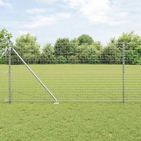 Zaun mit Pfosten Silber 1 x 10 m Stahl