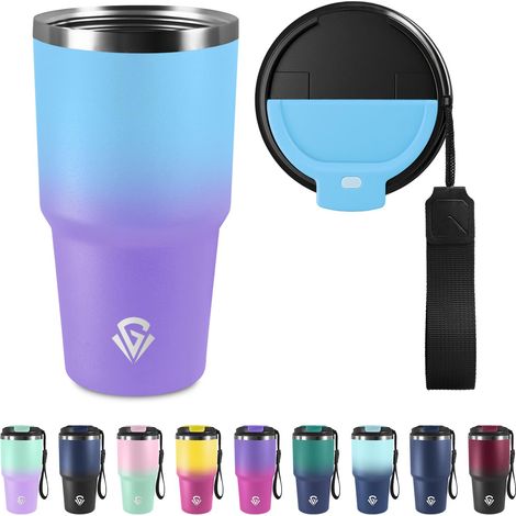 Mug Isotherme 600ml 20oz, Tasse à café Double Paroi, Thermo Café Réutilisable Acier Inoxydable 304, sans BPA, Tumbler Gobelet Isotherme pour École, Sport, Bureau, Gym, Yoga, Camping, Randonnée (1/5)