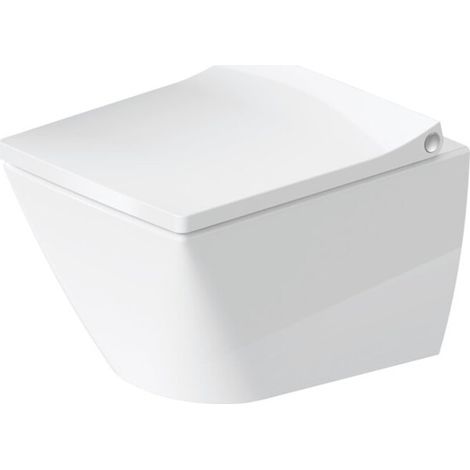 Duravit Viu - WC sospeso Compact, Rimless, DuraFix, con WonderGliss, bianco alpino 25730900001 (1/5)