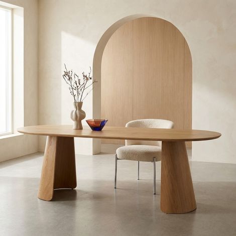 Table à manger oblongue décor bois 8 places chêne - Mathilde (1/4)