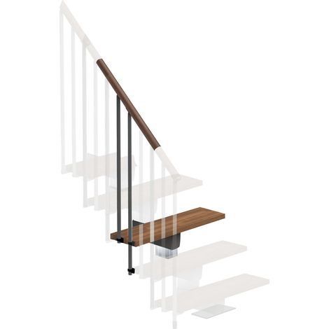 Misterstep – Marche supplémentaire 75 cm – Modèle Tube – Rampe avec colonnes verticales – Main courante en bois noyer 25 – Métal gris anthracite